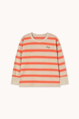 Лонгслів Tinycottons "RETRO STRIPES", сірий/червоний AW26-368- J08 фото