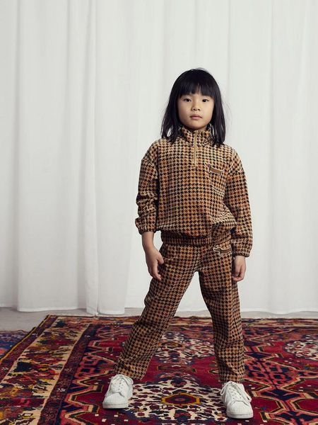 Світшот MINI RODINI "Dog houndstooth", коричневий 2472011213 фото