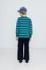 Лонгслів Tinycottons "RETRO STRIPES", зелений/блакитний AW26-368- M24 фото 5