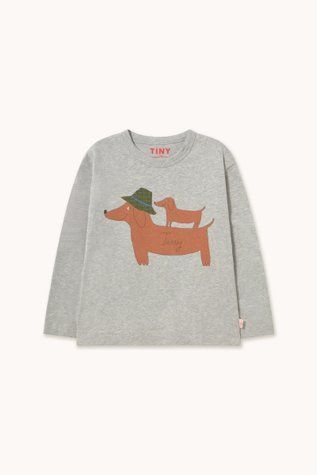 Лонгслів Tinycottons "TWO DOGS", сірий AW26-418 фото