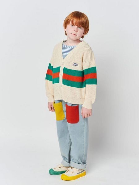 Кардиган Bobo Choses "Stripes", бежевий 123AC134 фото