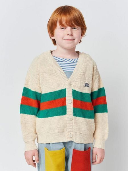 Кардиган Bobo Choses "Stripes", бежевий 123AC134 фото