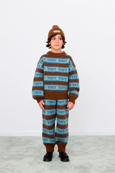 Штани Tinycottons "TINY", коричневий/синій AW25-123-1 фото