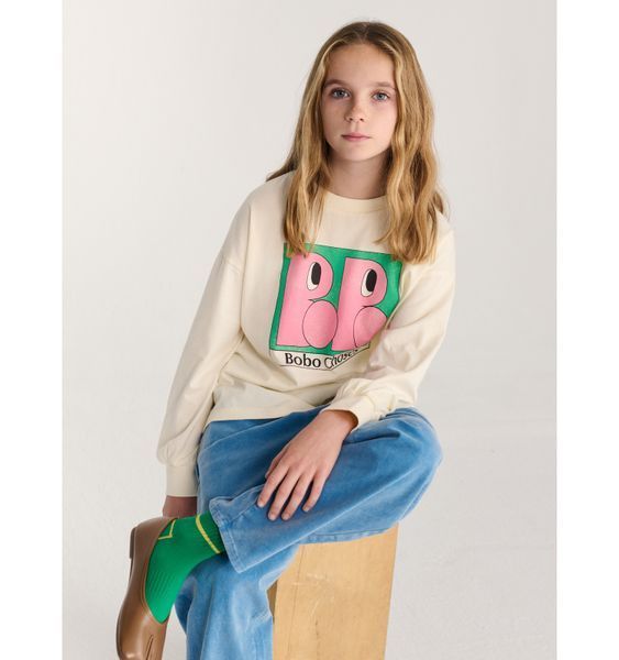 Лонгслів Bobo Choses "Booo Bo Choses", молочний B226AC017-aw27 фото