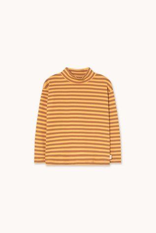 Лонгслів Tinycottons "STRIPES", коричневий/жовтий AW25-026 фото