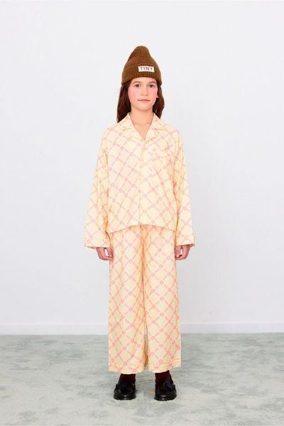 Піжама Tinycottons "FLOWER GRID", молочний/рожевий AW25-346 фото