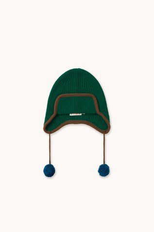 Шапка Tinycottons &ldquo;POMPOM EARFLAP&rdquo;, зелений AW26-137-M24 фото