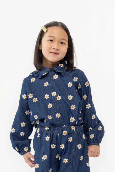 Блузка Tinycottons "DENIM DAISY", синій AW24-238 фото